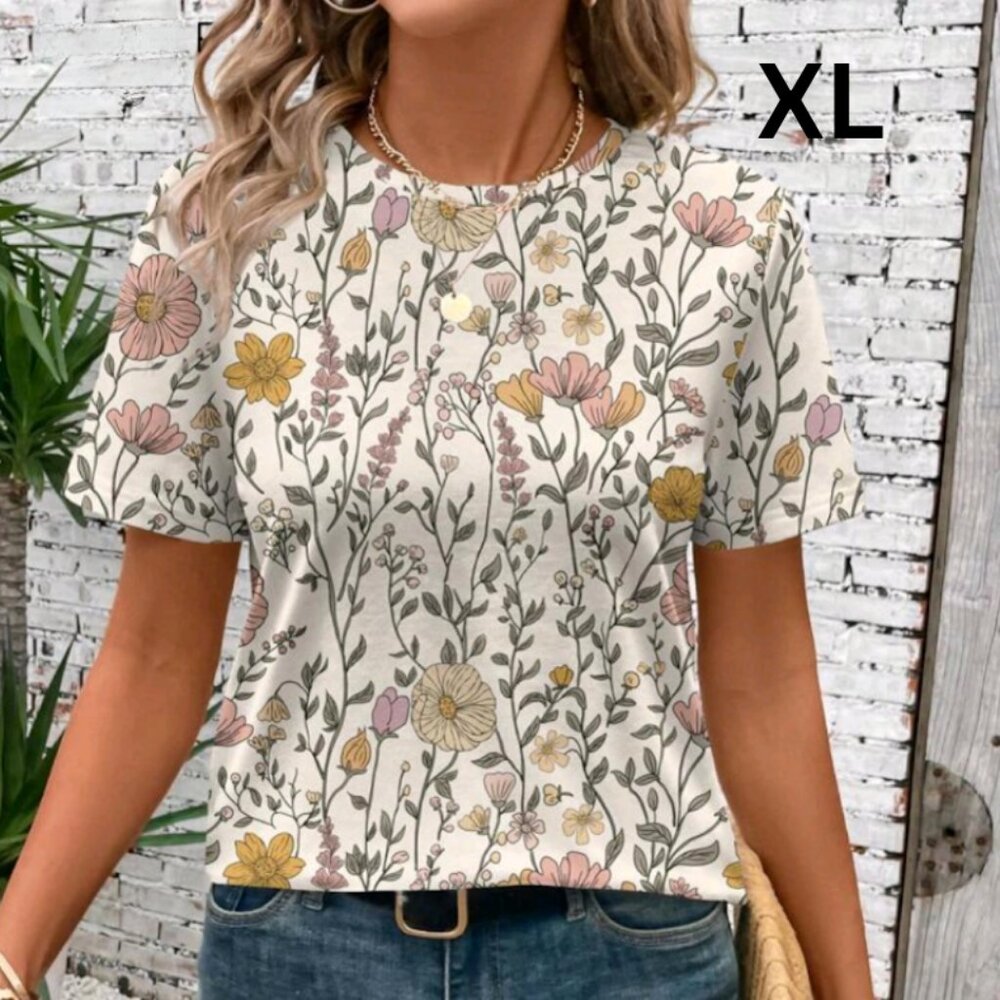 RYSE Floral Short Sleeve Women's Tee - Cream